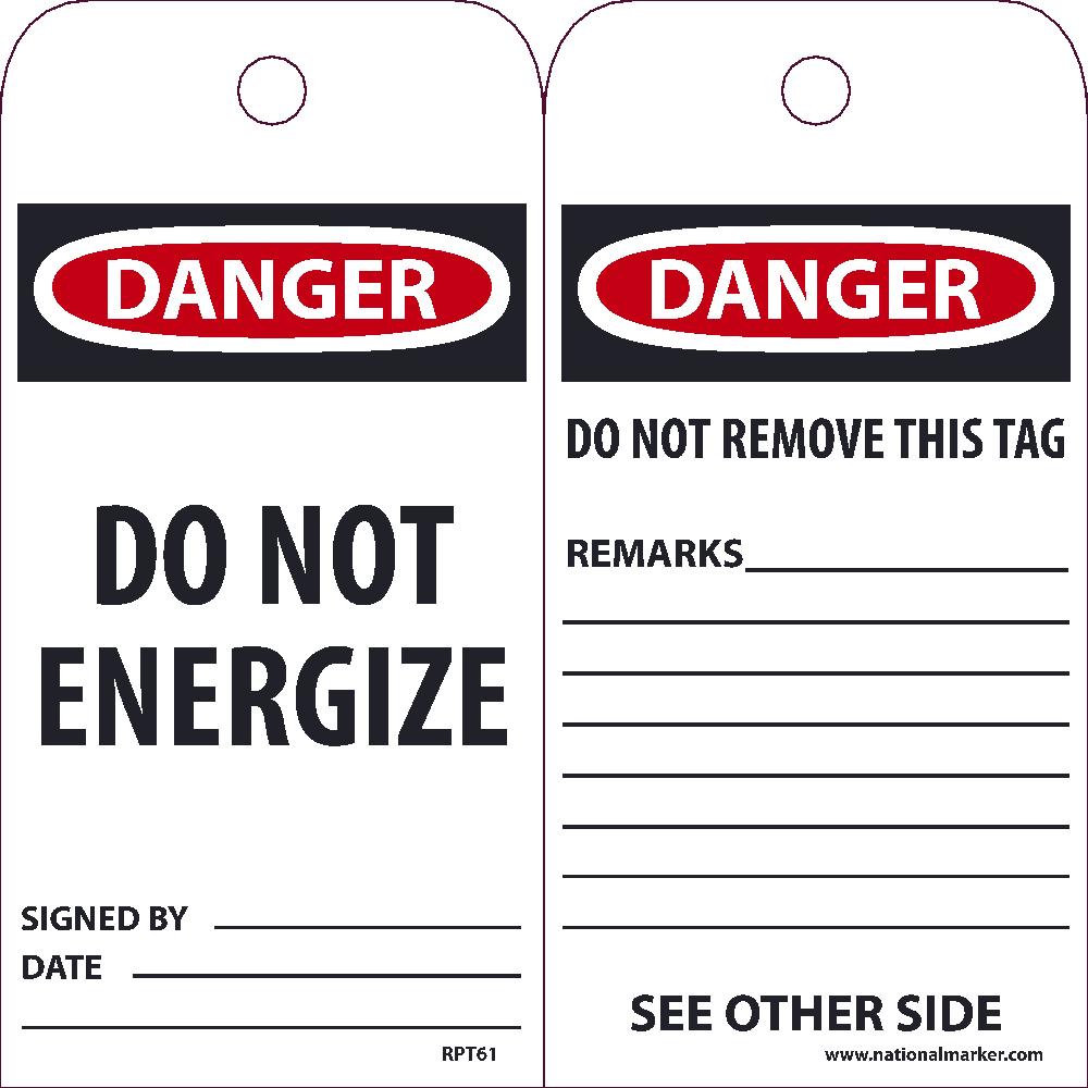 Danger Do Not Energize Tag - Pack of 25-eSafety Supplies, Inc