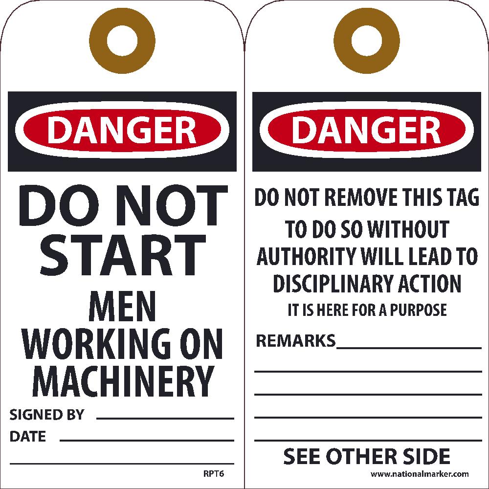 Danger Do Not Start Men Working On Machinery Tag - Pack of 25-eSafety Supplies, Inc