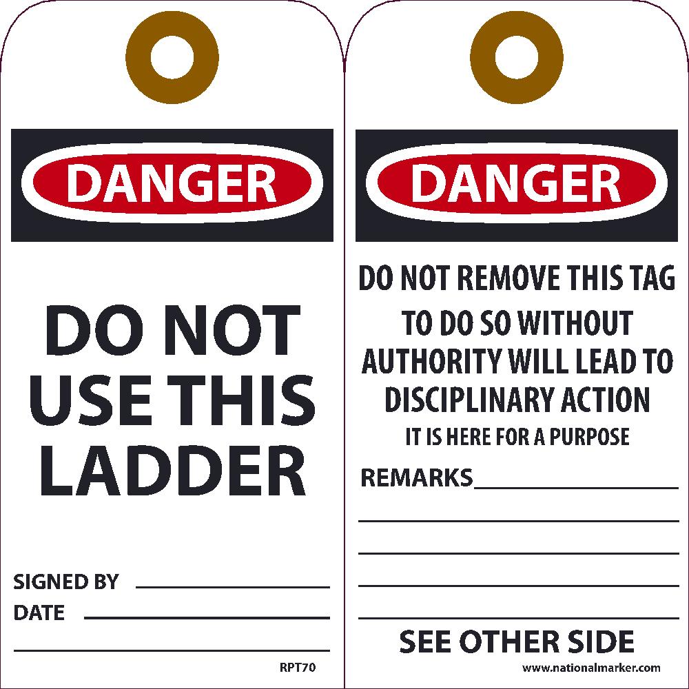 Danger Do Not Use This Ladder Tag - Pack of 25-eSafety Supplies, Inc