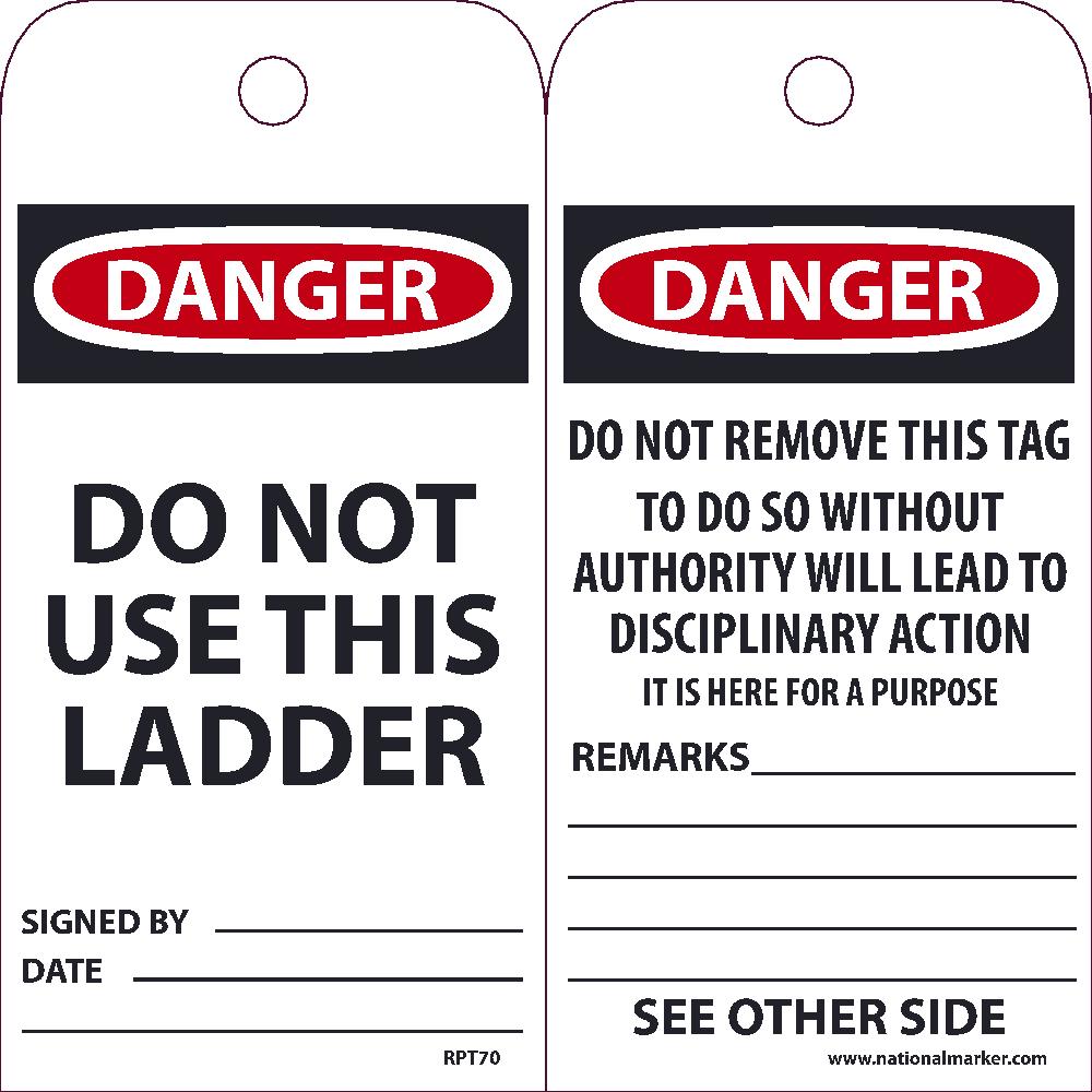 Danger Do Not Use This Ladder Tag - Pack of 25-eSafety Supplies, Inc