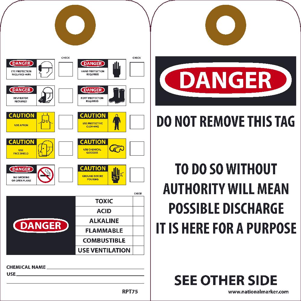 Danger Ppe Required Here Tag - Pack of 25-eSafety Supplies, Inc