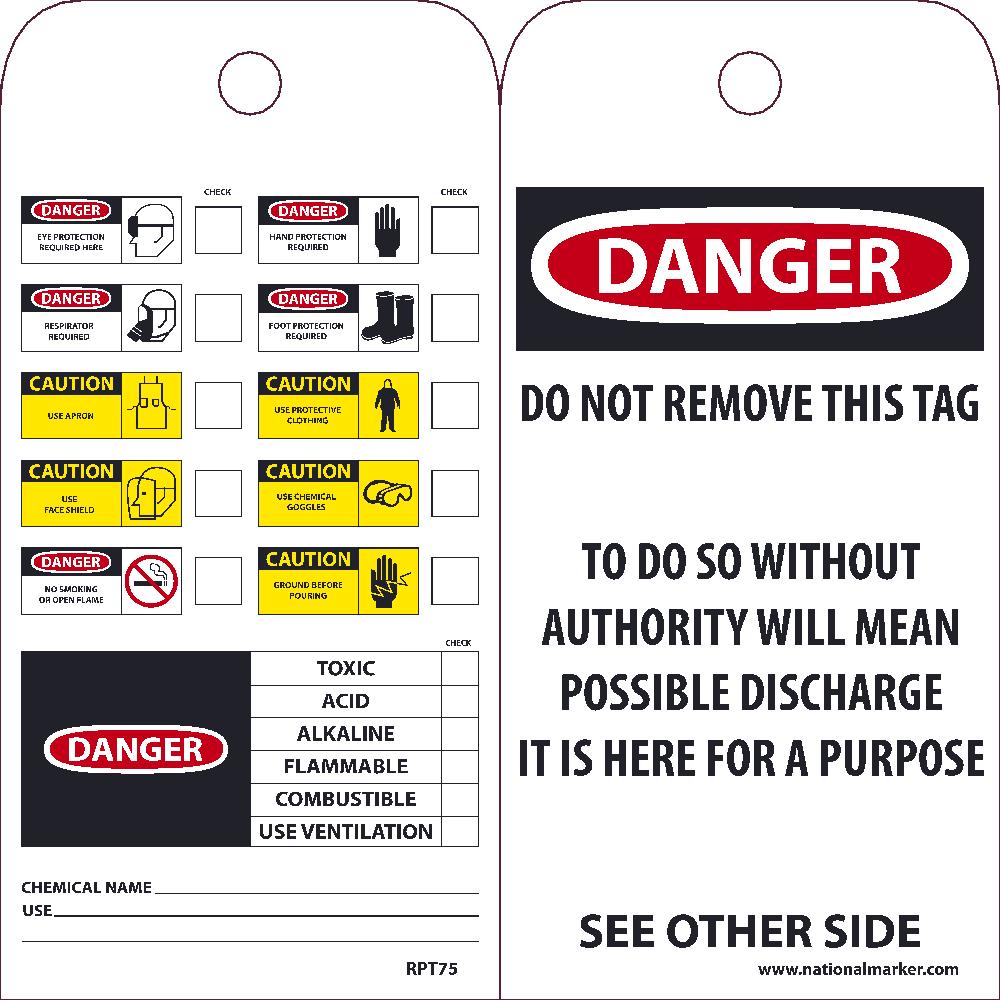 Danger Ppe Required Here Tag - Pack of 25-eSafety Supplies, Inc