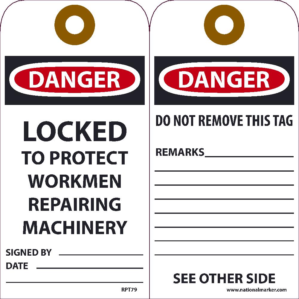 Danger Locked To Protect Workmen Repairing Machinery Tag - Pack of 25-eSafety Supplies, Inc