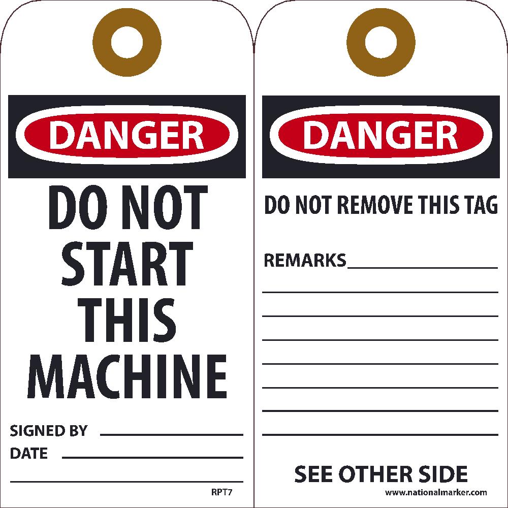 Danger Do Not Start This Machine Tag - Pack of 25-eSafety Supplies, Inc