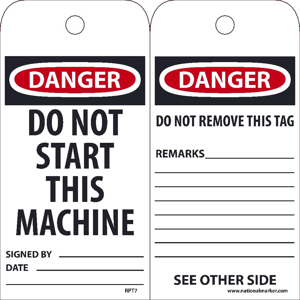 Danger Do Not Start This Machine Tag - Pack of 25-eSafety Supplies, Inc