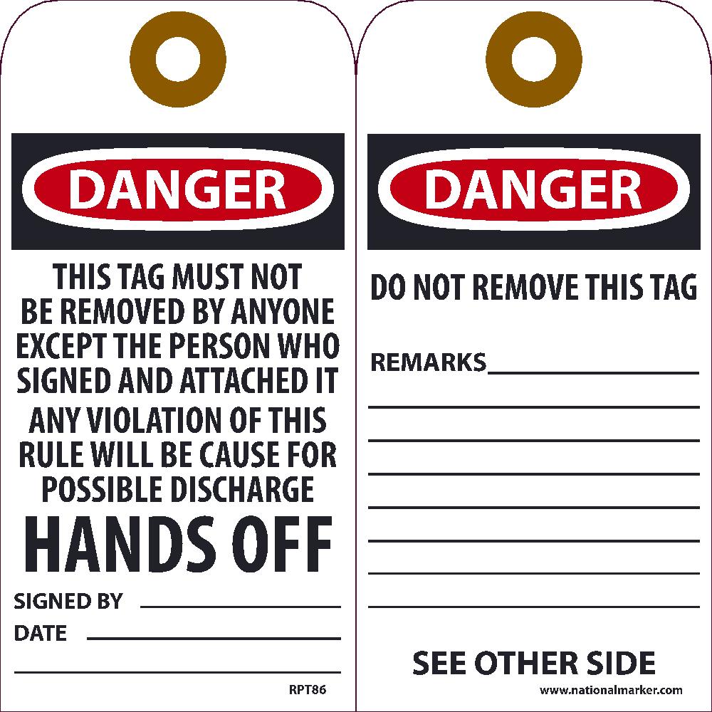 Danger This Tag Must Not Be Removed By Anyone Except Tag - Pack of 25-eSafety Supplies, Inc