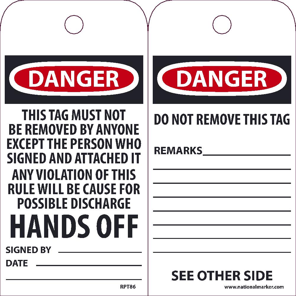 Danger This Tag Must Not Be Removed By Anyone Except Tag - Pack of 25-eSafety Supplies, Inc