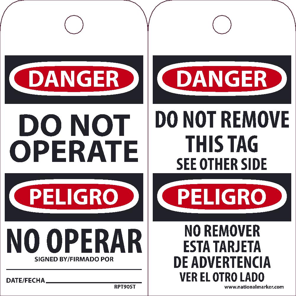 Danger Do Not Operate Bilingual Tag - Pack of 25-eSafety Supplies, Inc