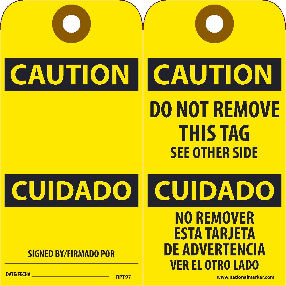 Caution Bilingual Tag - Pack of 25-eSafety Supplies, Inc