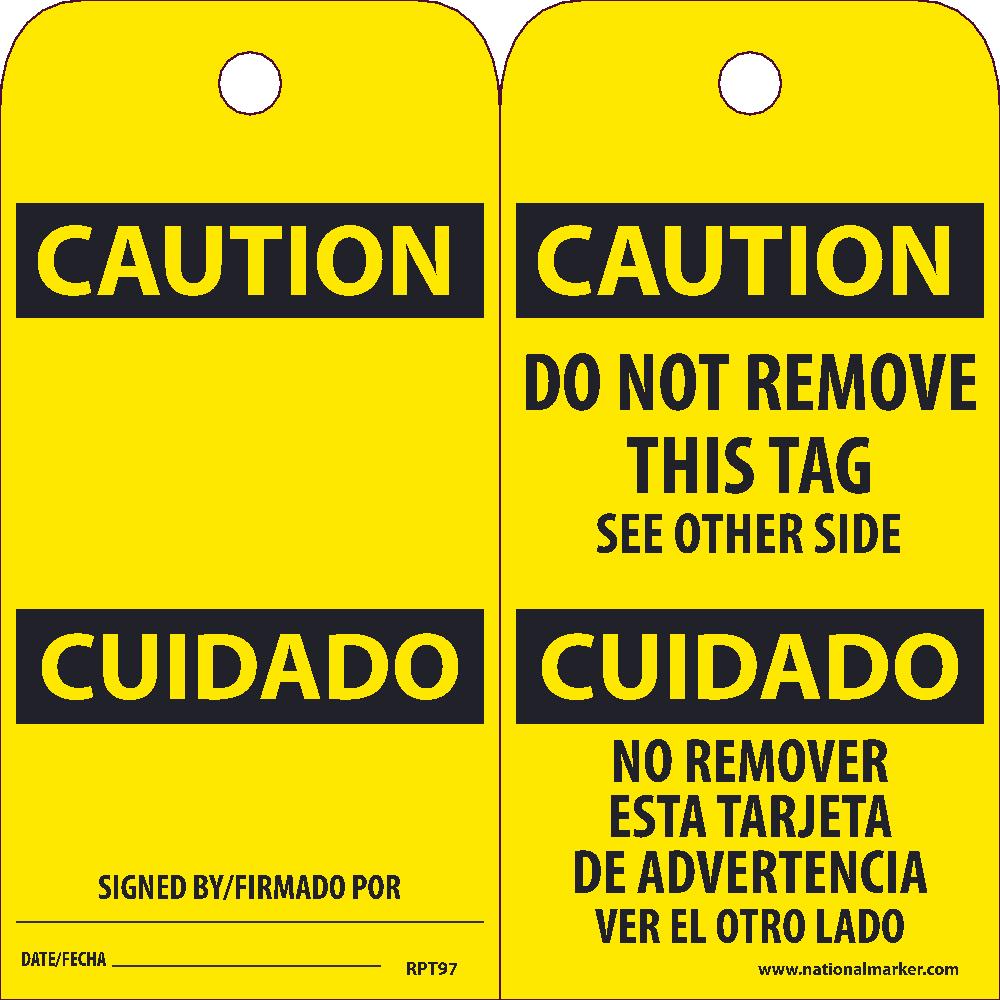Caution Bilingual Tag - Pack of 25-eSafety Supplies, Inc