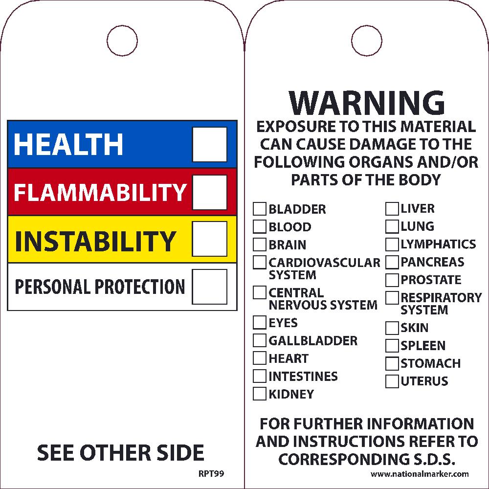 Hazardous Communications Bar Tag - Pack of 25-eSafety Supplies, Inc