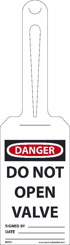 Danger Do Not Open Valve, Ez Hang Tags, Self Fastening, 11.25 X 3.25, .015 Unrip Vinyl, 25/Pk - RPTH1-eSafety Supplies, Inc