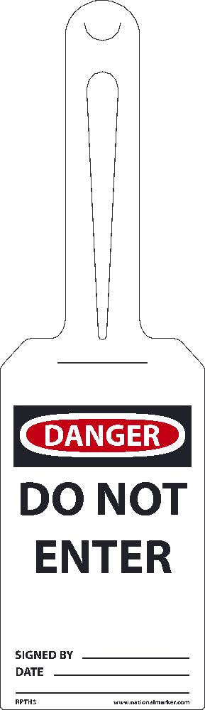 Danger Do Not Enter, Ez Hang Tags, Self Fastening, 11.25 X 3.25, .015 Unrip Vinyl, 25/Pk - RPTH3-eSafety Supplies, Inc