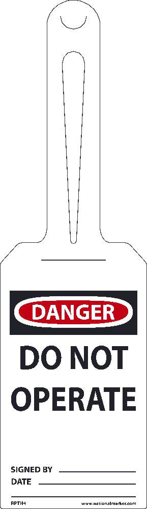 Danger Do Not Operate, Ez Hang Tags, Self Fastening, 11.25 X 3.25, .015 Unrip Vinyl, 25/Pk - RPTH4-eSafety Supplies, Inc