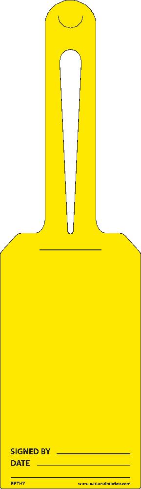 Blank Yellow, Ez Hang Tags, Self Fastening, 11.25 X 3.25, .015 Unrip Vinyl, 25/Pk - RPTHY-eSafety Supplies, Inc