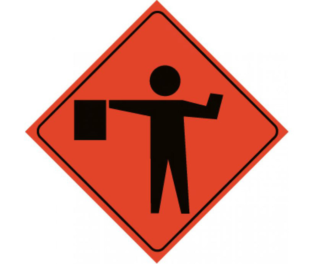 Reflective Roll-Up Flagger Ahead Sign-eSafety Supplies, Inc