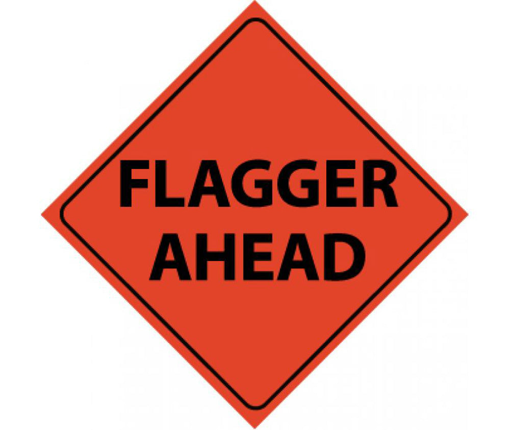 Reflective Roll-Up Flagger Ahead Sign-eSafety Supplies, Inc