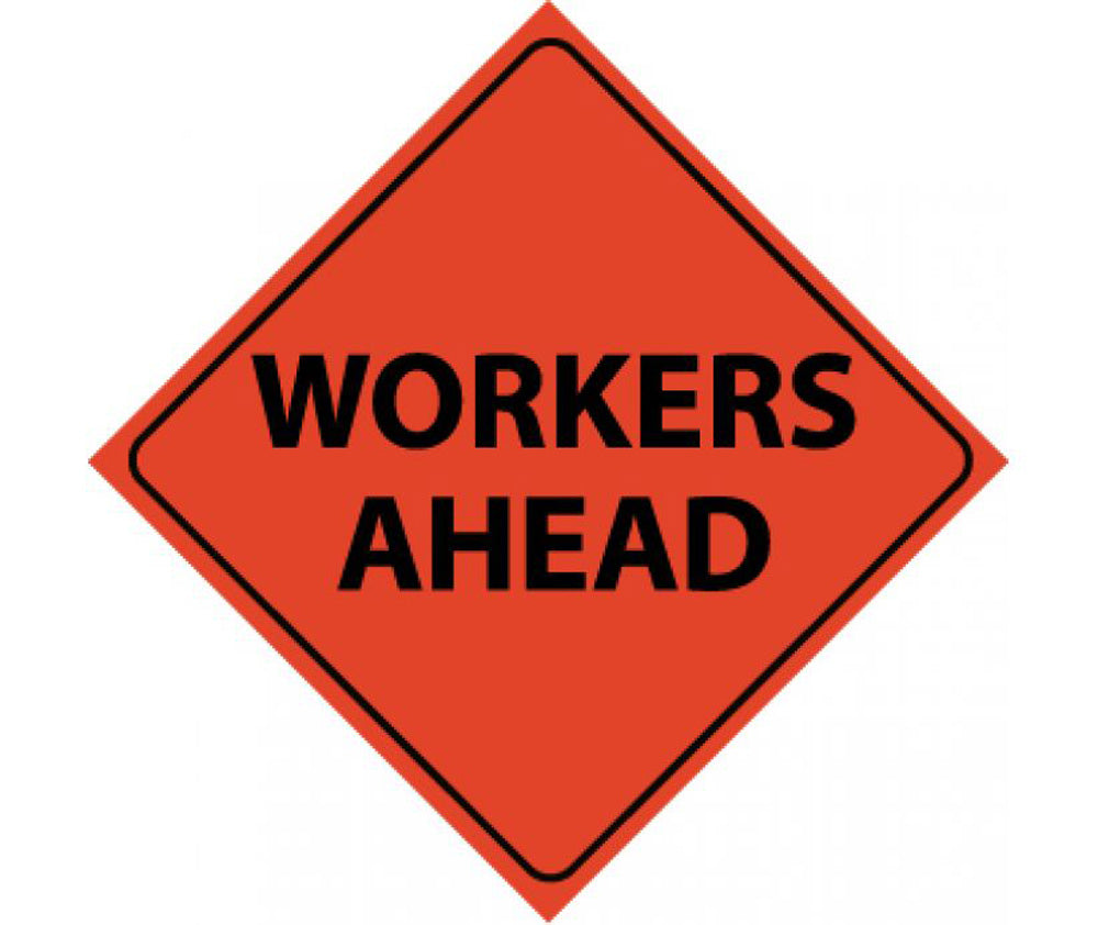 Reflective Roll-Up Workers Ahead Sign-eSafety Supplies, Inc