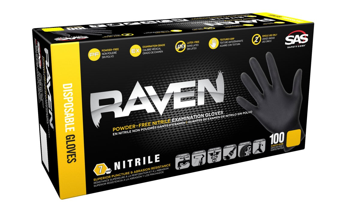 Raven® Powder-Free Nitrile Exam Grade Disposable Gloves - 7 Mil