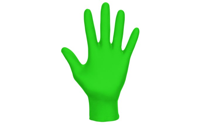 Raven HiViz INVUE- 6mil P/F Nitrile Green Hi-Visibility Glove-eSafety Supplies, Inc