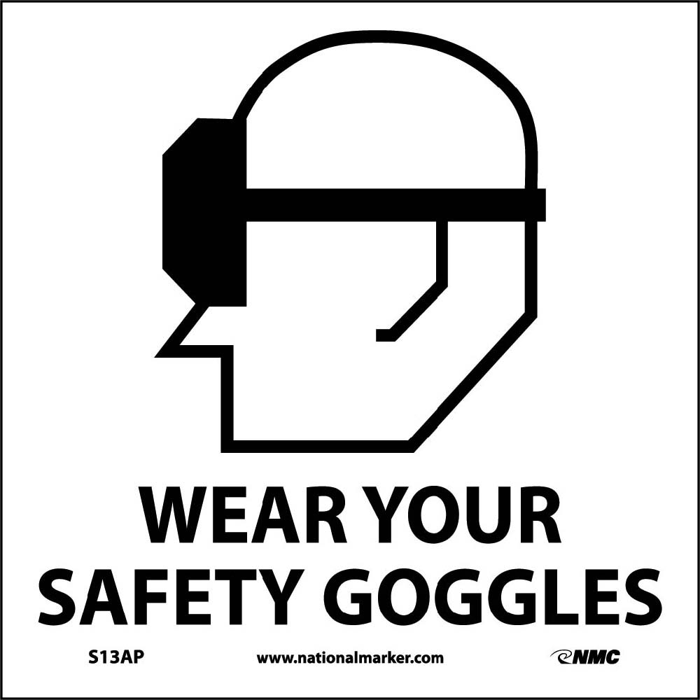 Wear Your Safety Goggles Label - 5 Pack-eSafety Supplies, Inc