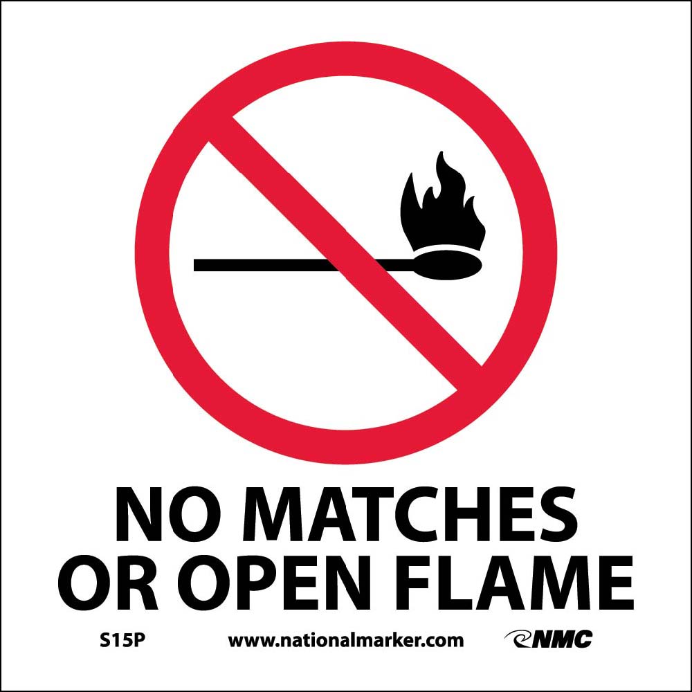 No Matches Or Open Flame Sign-eSafety Supplies, Inc