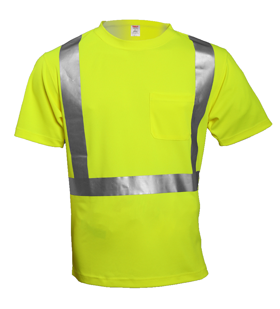 Type R Class 2 T-Shirt - Fluorescent Yellow-Green - Short Sleeve - 1 Pocket - Silver Reflective Tape-eSafety Supplies, Inc