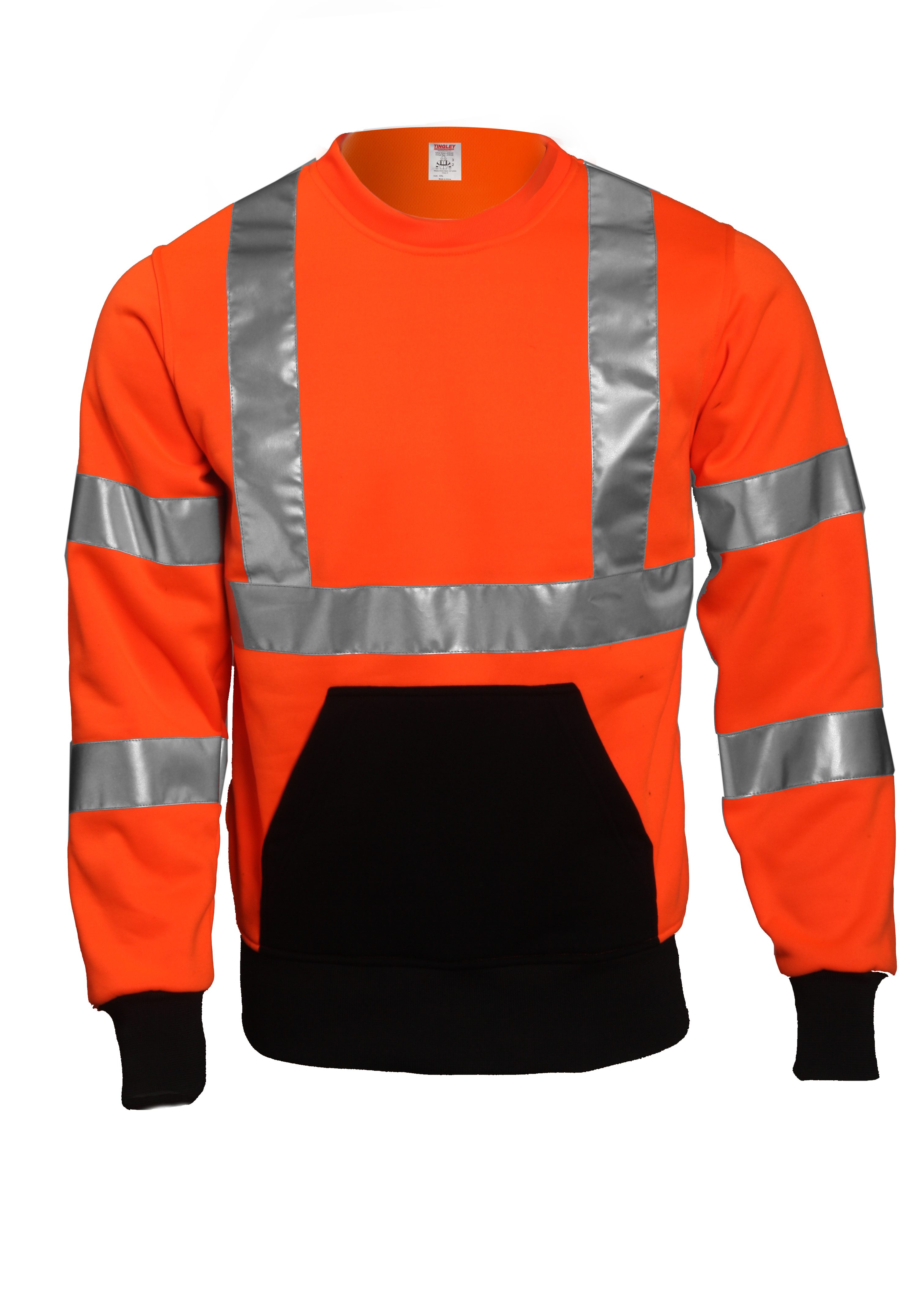 Type R Class 3 Sweatshirt - Fluorescent Orange-Red - Crew Neck - 1 Pouch Pocket - Silver Reflective Tape-eSafety Supplies, Inc