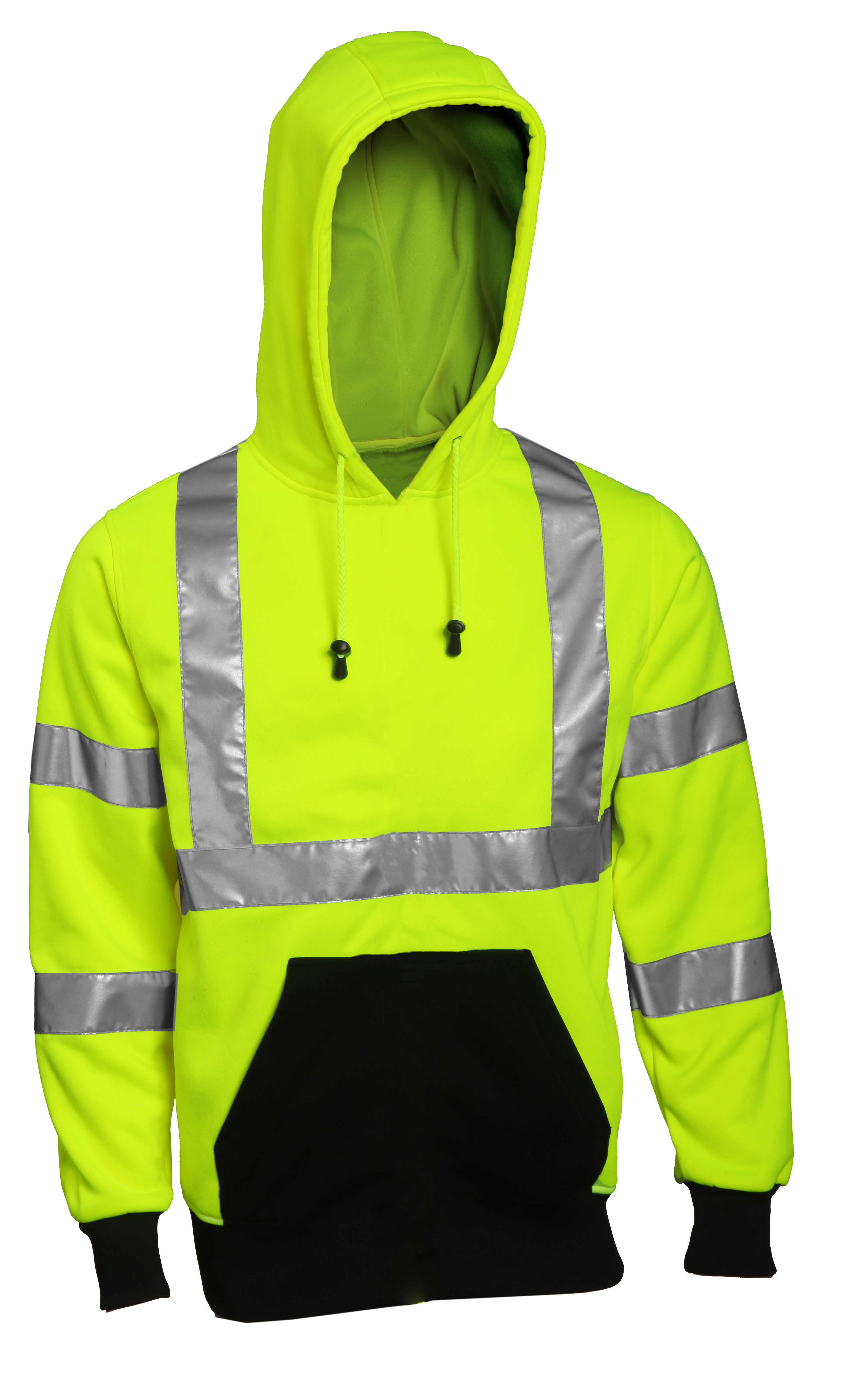 Type R Class 3 Sweatshirt - Fluorescent Yellow-Green - Hooded -1 Pouch Pocket - Silver Reflective Tape-eSafety Supplies, Inc