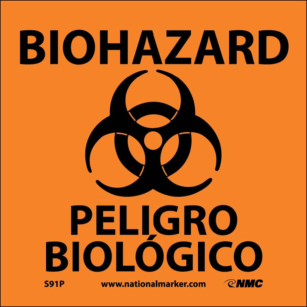 Biohazard Peligro Biologico Bilingual W/Graphic Label-eSafety Supplies, Inc