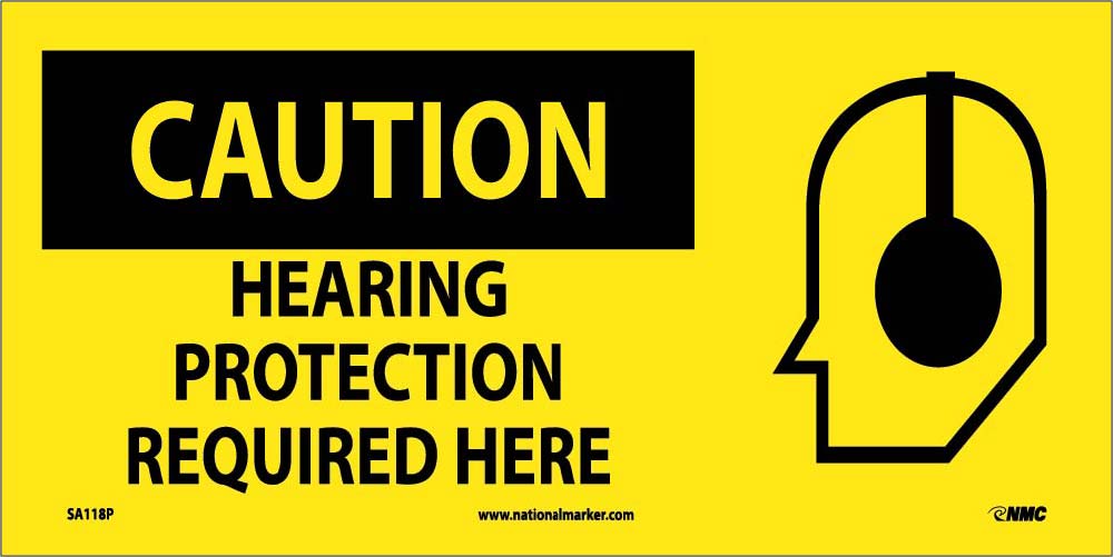 Caution Hearing Protection Required Here Sign-eSafety Supplies, Inc