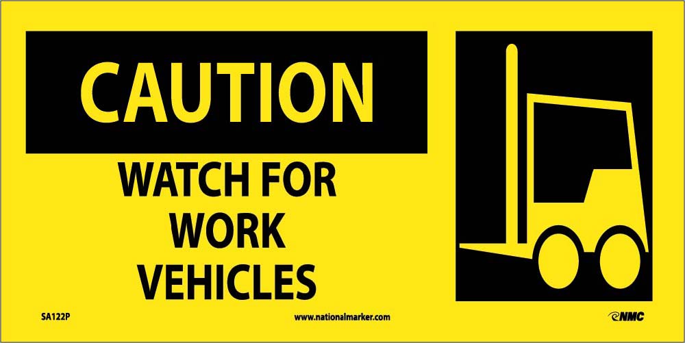 Caution, Watch For Work Vehicles W/ Graphic Sign-eSafety Supplies, Inc