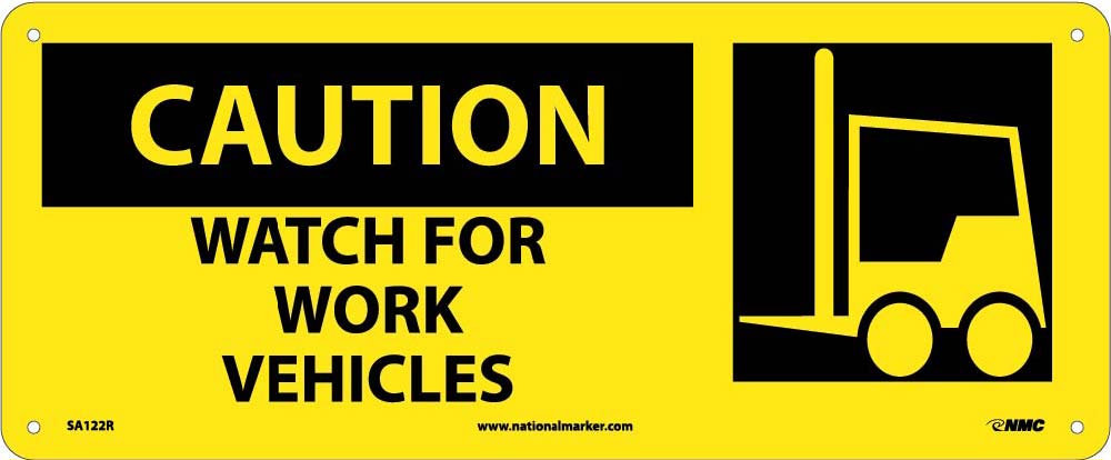 Caution, Watch For Work Vehicles W/ Graphic Sign-eSafety Supplies, Inc