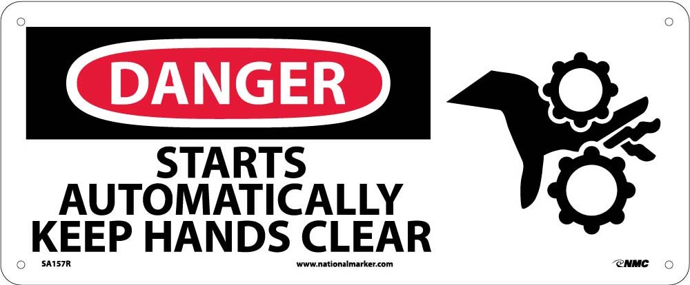 Danger Starts Automatically Keep Hands Clear Sign-eSafety Supplies, Inc