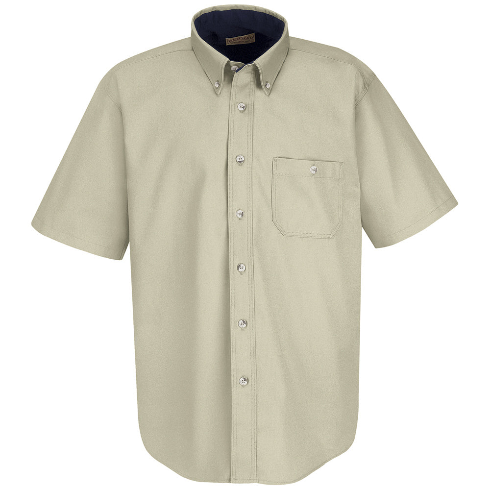 Red Kap Men's Cotton Contrast Dress Shirt SC64 - Stone / Navy-eSafety Supplies, Inc