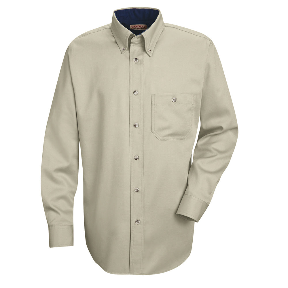 Red Kap Men's Cotton Contrast Dress Shirt SC74 - Stone / Navy-eSafety Supplies, Inc