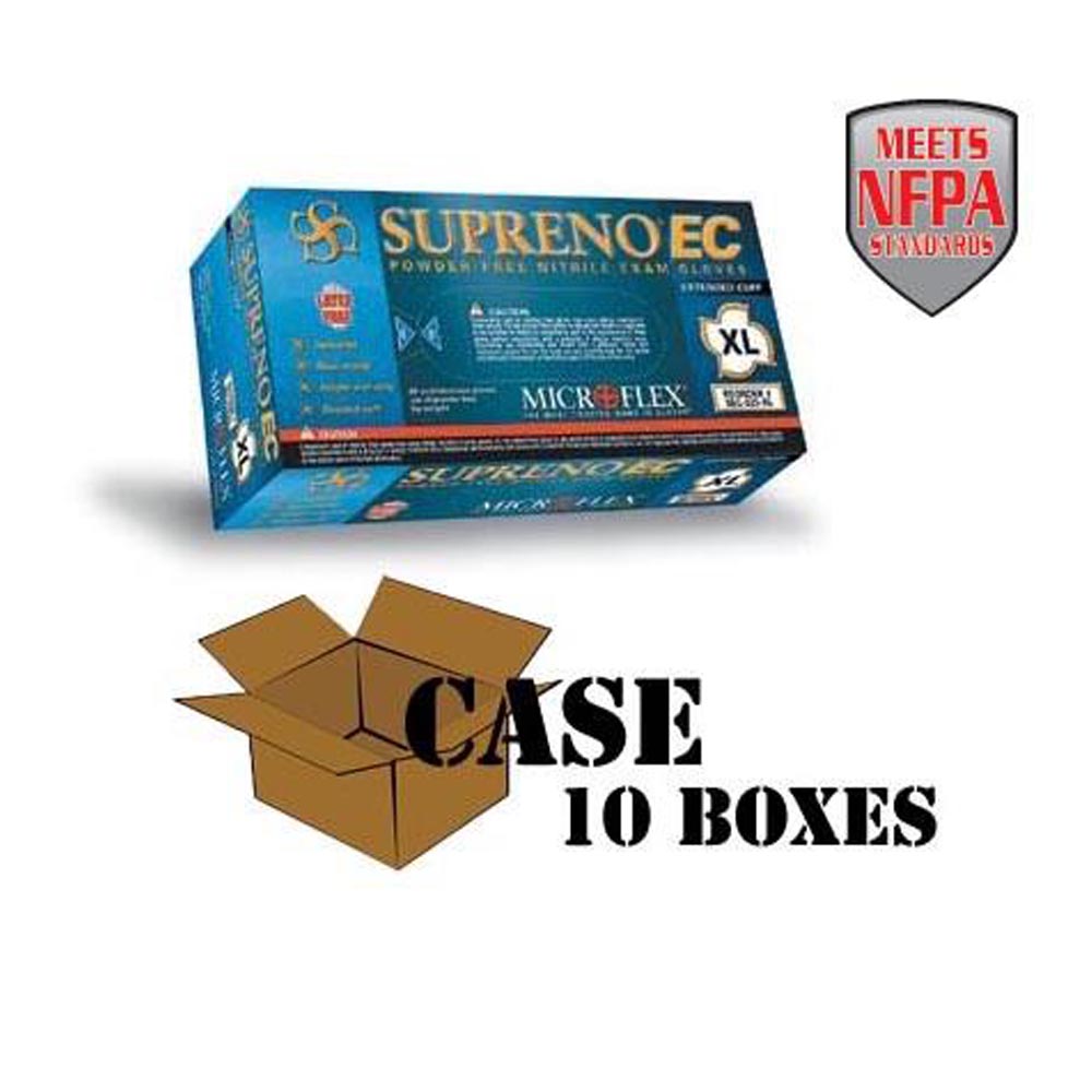 Microflex - Blue Supreno EC Nitrile Powder-Free Disposable Gloves, Textured - Case-eSafety Supplies, Inc