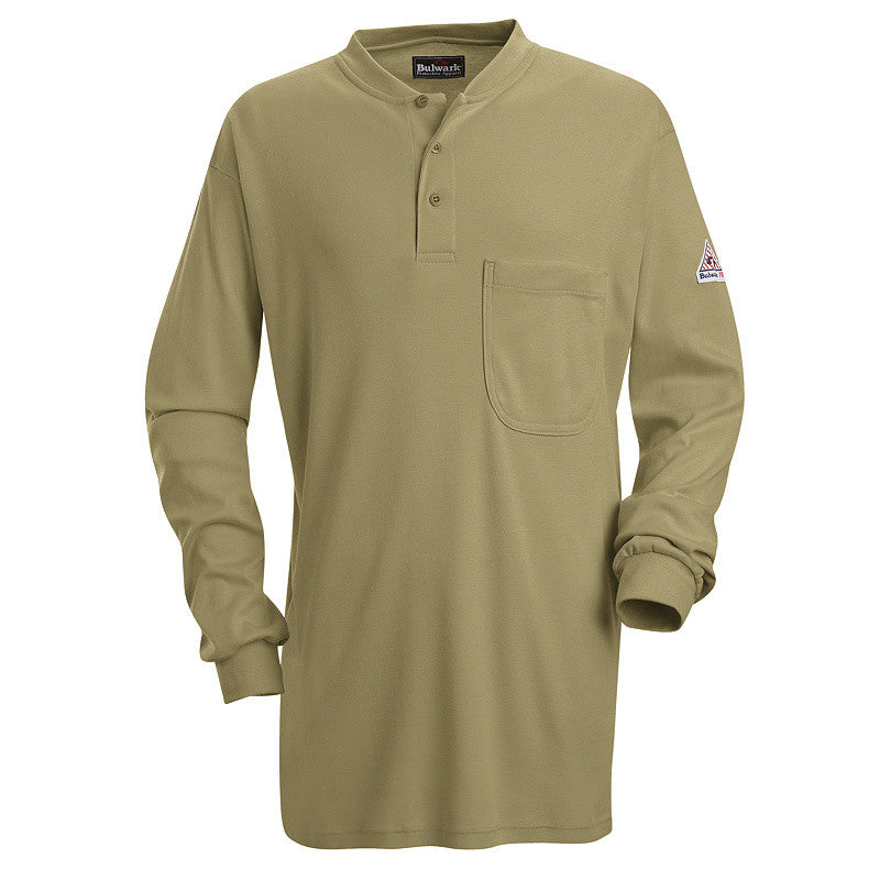 Bulwark - Long Sleeve Tagless Henley Shirt - EXCEL FR-eSafety Supplies, Inc
