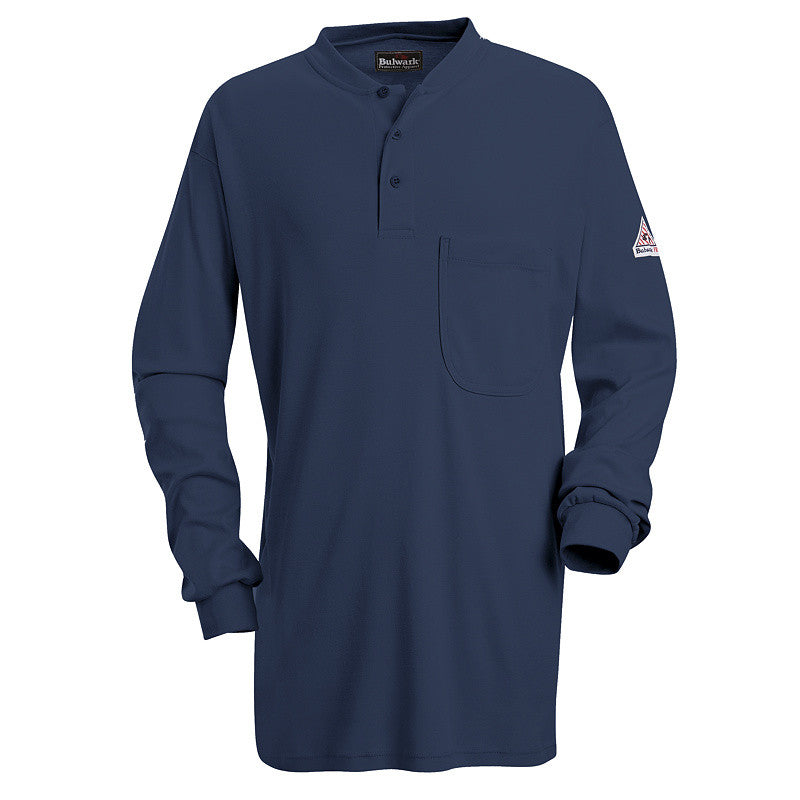 Bulwark - Long Sleeve Tagless Henley Shirt - EXCEL FR-eSafety Supplies, Inc