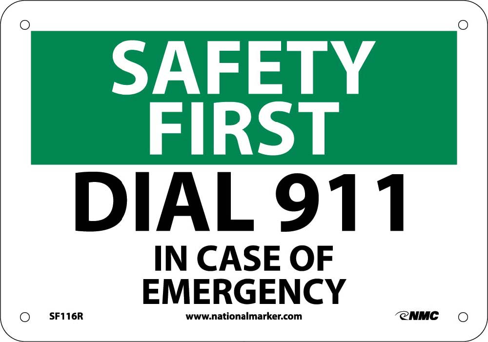 Safety First Dial 911 In Case Of Emergency Sign-eSafety Supplies, Inc