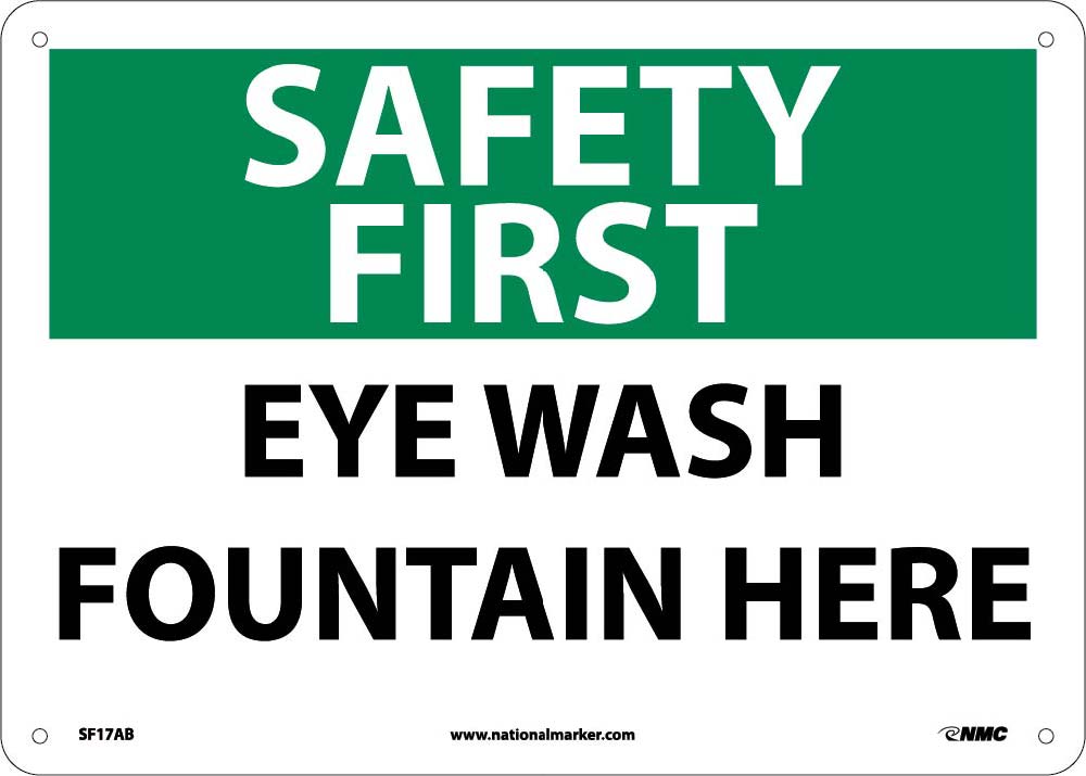 Safety First Eye Wash Fountain Here Sign-eSafety Supplies, Inc