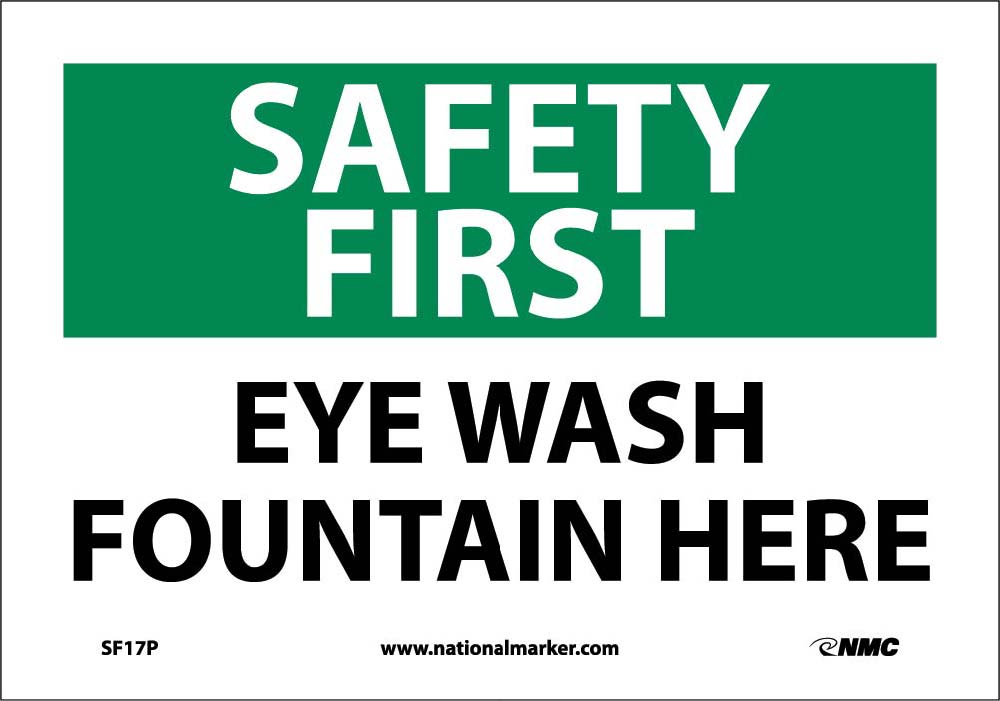 Safety First Eye Wash Fountain Here Sign-eSafety Supplies, Inc