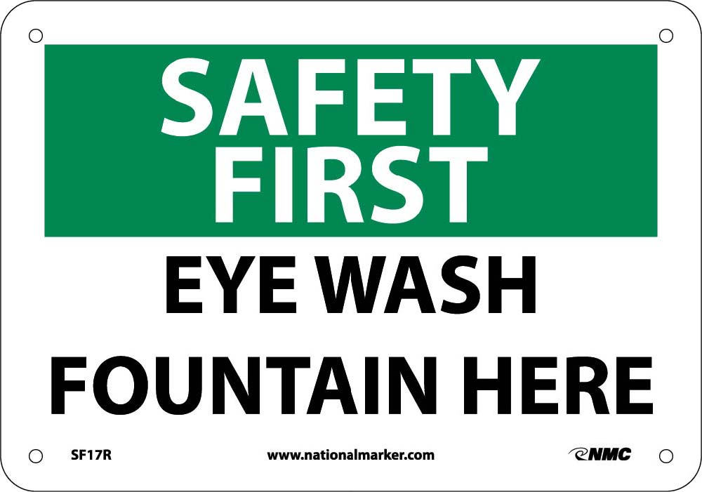 Safety First Eye Wash Fountain Here Sign-eSafety Supplies, Inc