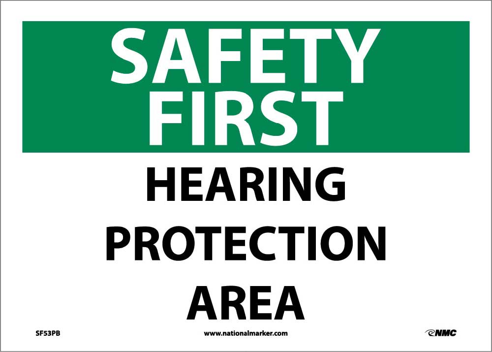 Safety First Hearing Protection Area Sign-eSafety Supplies, Inc
