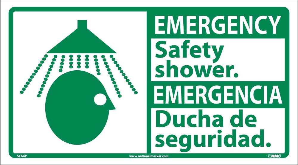 Emergency Safety Shower Sign - Bilingual-eSafety Supplies, Inc
