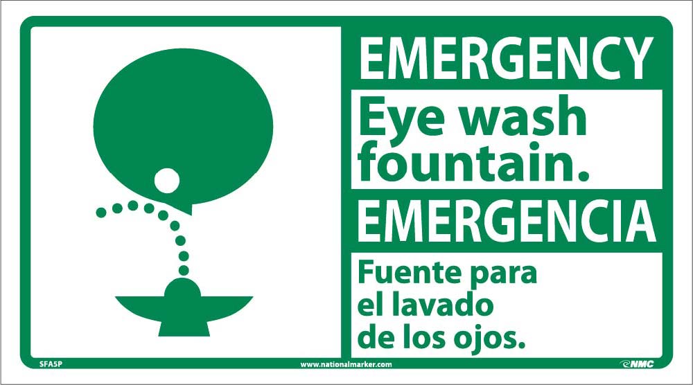 Emergency Eye Wash Fountain Sign - Bilingual-eSafety Supplies, Inc