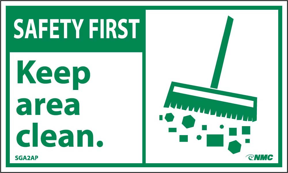 Safety First Keep Area Clean Label - 5 Pack-eSafety Supplies, Inc