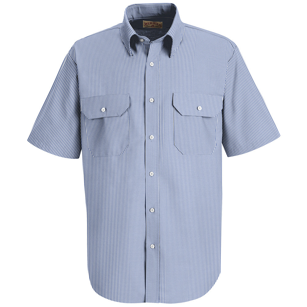 Red Kap Men's Deluxe Uniform Shirt SL60 - White / Blue Pin Stripe-eSafety Supplies, Inc
