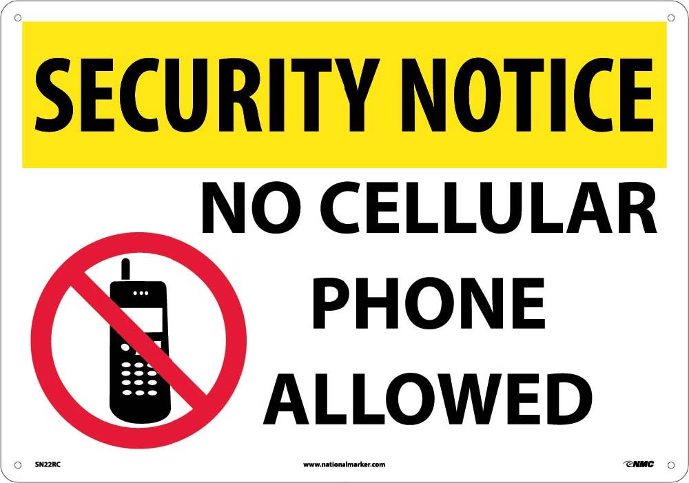 Security Notice No Cellular Phone Allowed Sign-eSafety Supplies, Inc