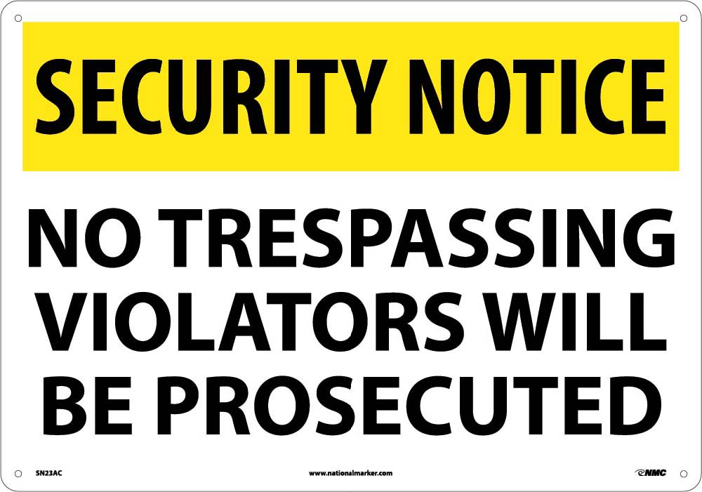 Security Notice No Trespassing Sign-eSafety Supplies, Inc
